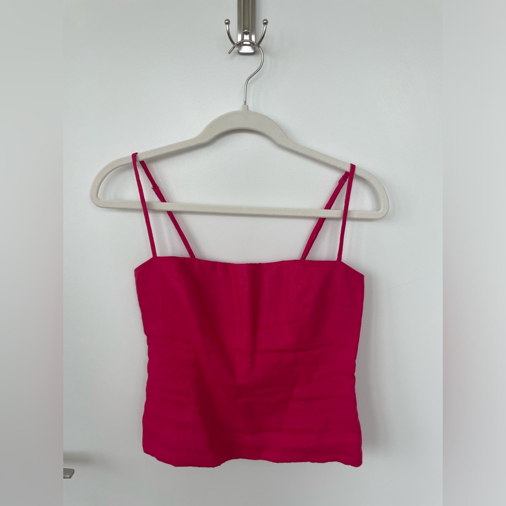Reformation Hot Pink Spaghetti Strap Tank Top 100% linen